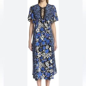 Walter Baker floral ruffle maxi dress Size 10 Elie starry night Flowy Bohemian